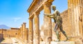 Pompeii city skyline and bronze Apollo statue, Italy Royalty Free Stock Photo