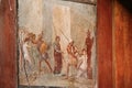 Pompeii, Italy. Ancient Frescoes In Wall Of Old Building