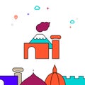 Pompeii, Italy filled line icon, simple illustration