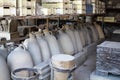 Pompeii, Italy, June 26, 2020 amphorae in an ancient warehouse