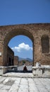 Pompeii, Italy, June 26, 2020, ancient door found inside the Pompeii excavations