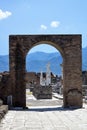 Pompeii, Italy, June 26, 2020, ancient door found inside the Pompeii excavations