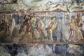 Pompeii, Italy, June 26, 2020 detail of a fresco from a Roman house Royalty Free Stock Photo