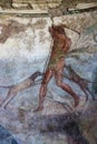 Pompeii, Italy, June 26, 2020 detail of a fresco from a Roman house Royalty Free Stock Photo