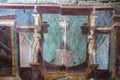 Pompeii, Italy, June 26, 2020 detail of a fresco from a Roman house Royalty Free Stock Photo