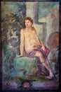 Pompeii, Italy, June 26, 2020 detail of a fresco from a Roman house Royalty Free Stock Photo