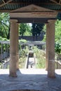 Pompeii, Italy, June 26, 2020 internal garden of an ancient Roman house