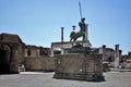 Pompeii, Italy, June 26, 2020 statue placed in the Central Forum of the ancient Roman city