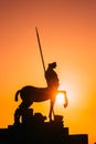 Pompeii, Italy. Statue Of Centaur On Territory Of Forum On Background Sunset Sunrise Sky Royalty Free Stock Photo