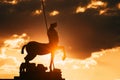 Pompeii, Italy. Statue Of Centaur On Territory Of Forum On Background Sunset Sunrise Sky Royalty Free Stock Photo