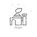 Pompeii, Italy Vector Line Icon, Symbol, Pictogram, Sign. Light Abstract Geometric Background. Editable Stroke