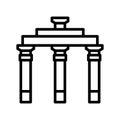 Pompeii, Italy, volcano, ancient buildings fully editable vector icons