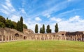 Pompeii ruins view, Naples, Italy. Panorama of Quadriporticus of theatre or Gladiators Barracks Royalty Free Stock Photo