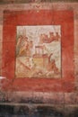 Fresco of group of Romans at ruins of Pompeii Italy Royalty Free Stock Photo