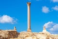 Pompey`s pillar and ancient sphinx Royalty Free Stock Photo