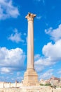 Pompey`s pillar and ancient sphinx Royalty Free Stock Photo