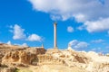 Pompey`s pillar and ancient sphinx Royalty Free Stock Photo