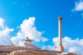 Pompey`s pillar and ancient sphinx Royalty Free Stock Photo