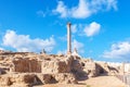 Pompey`s pillar and ancient sphinx Royalty Free Stock Photo