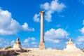 Pompey`s pillar and ancient sphinx Royalty Free Stock Photo