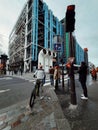 The Pompidou center, iconic deconstruction building in the city center of Paris, France