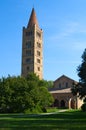 Pomposa abbey and bell tower, benedictine monastery in Codigoro, Ferrara, Italy. Royalty Free Stock Photo