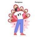 Pompous character concept. Flat vector illustration.