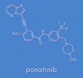 Ponatinib cancer drug molecule. Tyrosine kinase inhibitor used in treatment of chronic myeloid leukemia CML and acute.