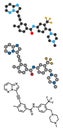 Ponatinib cancer drug molecule. Tyrosine kinase inhibitor used in treatment of chronic myeloid leukemia (CML) and acute