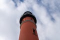 Ponce Inlet Lighthouse in Florida on a partly cloudy day. View of the top Royalty Free Stock Photo