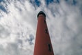 Ponce Inlet Lighthouse in Florida on a partly cloudy day. View of the top Royalty Free Stock Photo