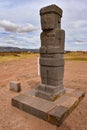 The Ponce monolith, an ancient stone carving at the Tiwanaku archaeological site near La Paz, Bolivia