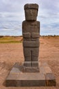 The Ponce monolith, an ancient stone carving at the Tiwanaku archaeological site near La Paz, Bolivia