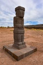 The Ponce monolith, an ancient stone carving at the Tiwanaku archaeological site near La Paz, Bolivia