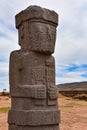 The Ponce monolith, an ancient stone carving at the Tiwanaku archaeological site near La Paz, Bolivia