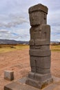 The Ponce monolith, an ancient stone carving at the Tiwanaku archaeological site near La Paz, Bolivia