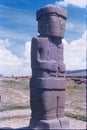 The Ponce monolith, an ancient stone carving at the Tiwanaku archaeological site near La Paz, Bolivia