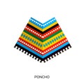 Poncho clothing. Colorful carnival fashion. Ethnic culture. Flat.