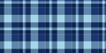 Poncho fabric pattern vector, folk background seamless tartan. Basic texture check plaid textile in blue and light colors Royalty Free Stock Photo