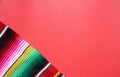 Poncho Mexican cinco de mayo rug serape fiesta traditional Mexico background with stripes copy space maya blanket minimal simple - Royalty Free Stock Photo