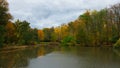 Pond in the Autumn Solacz Park. Poland, Poznan