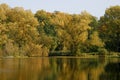 Pond in autumn with water reflection, Fermany