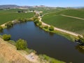 Pond at a California vineyard, from the air