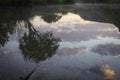 Pond at dawn. Reflection on the water