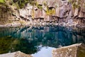 Pond of famous Cheonjiyeon Falls on Jeju Island