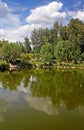 Pond in Feofaniya park, Kyiv, Ukraine Royalty Free Stock Photo