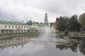 Pond with fountain in Sergiev Posad, Russia