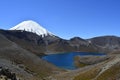 Pond between hills and a snowy peak at Tama Lake, New Zealand Royalty Free Stock Photo