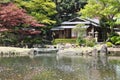 Pond in the japanese traditional garden of Yasiukuni shrine, Tokyo Japan Royalty Free Stock Photo