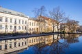 Pond at the Joliot-Curie-Platz square in historic city Halle